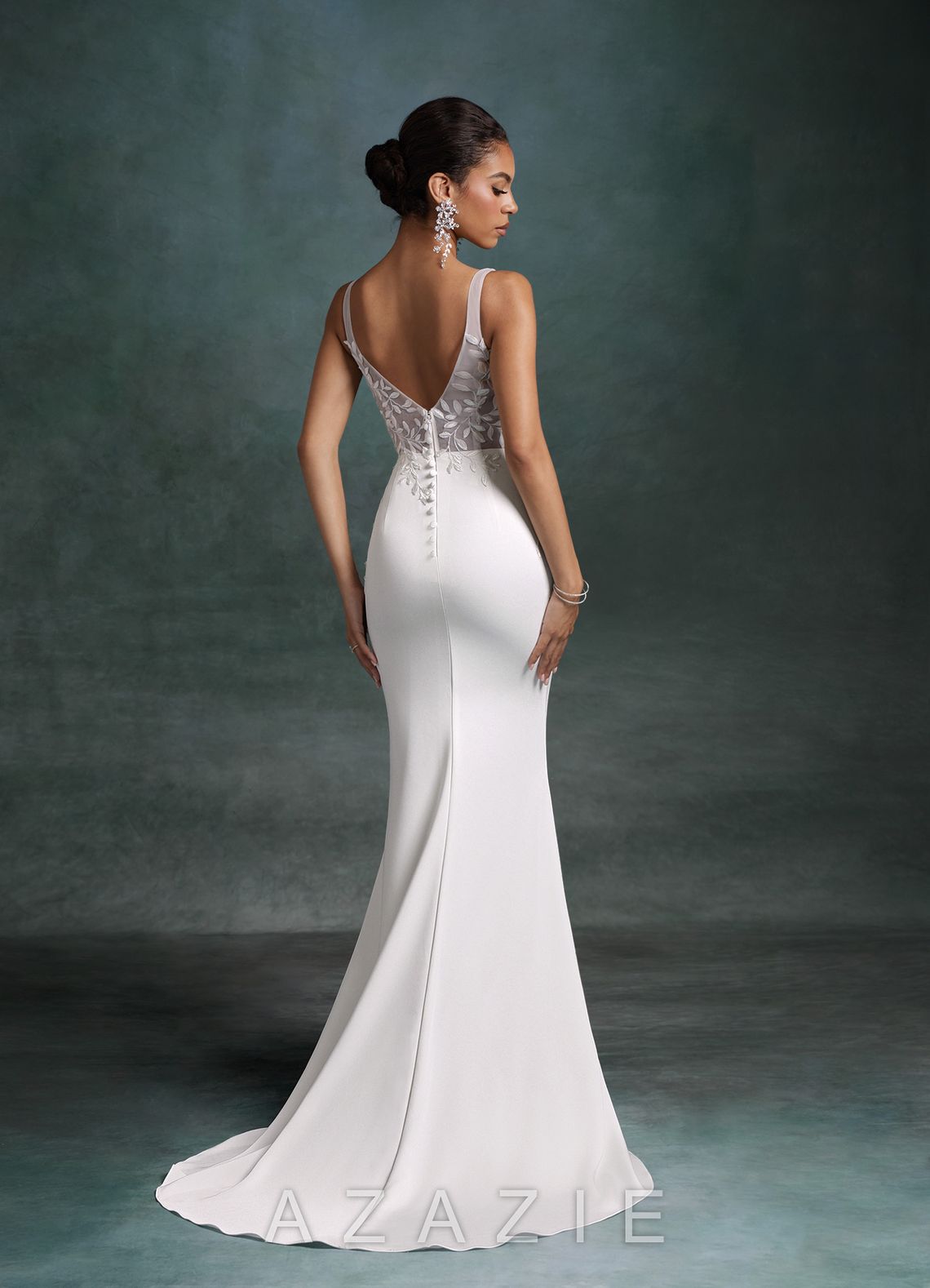 Azazie Sabrina Diamond White Mermaid Crepe Back Satin Dress diamond_white