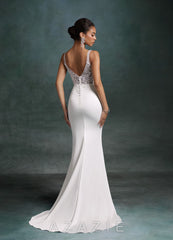 Azazie Sabrina Diamond White Mermaid Crepe Back Satin Dress diamond_white