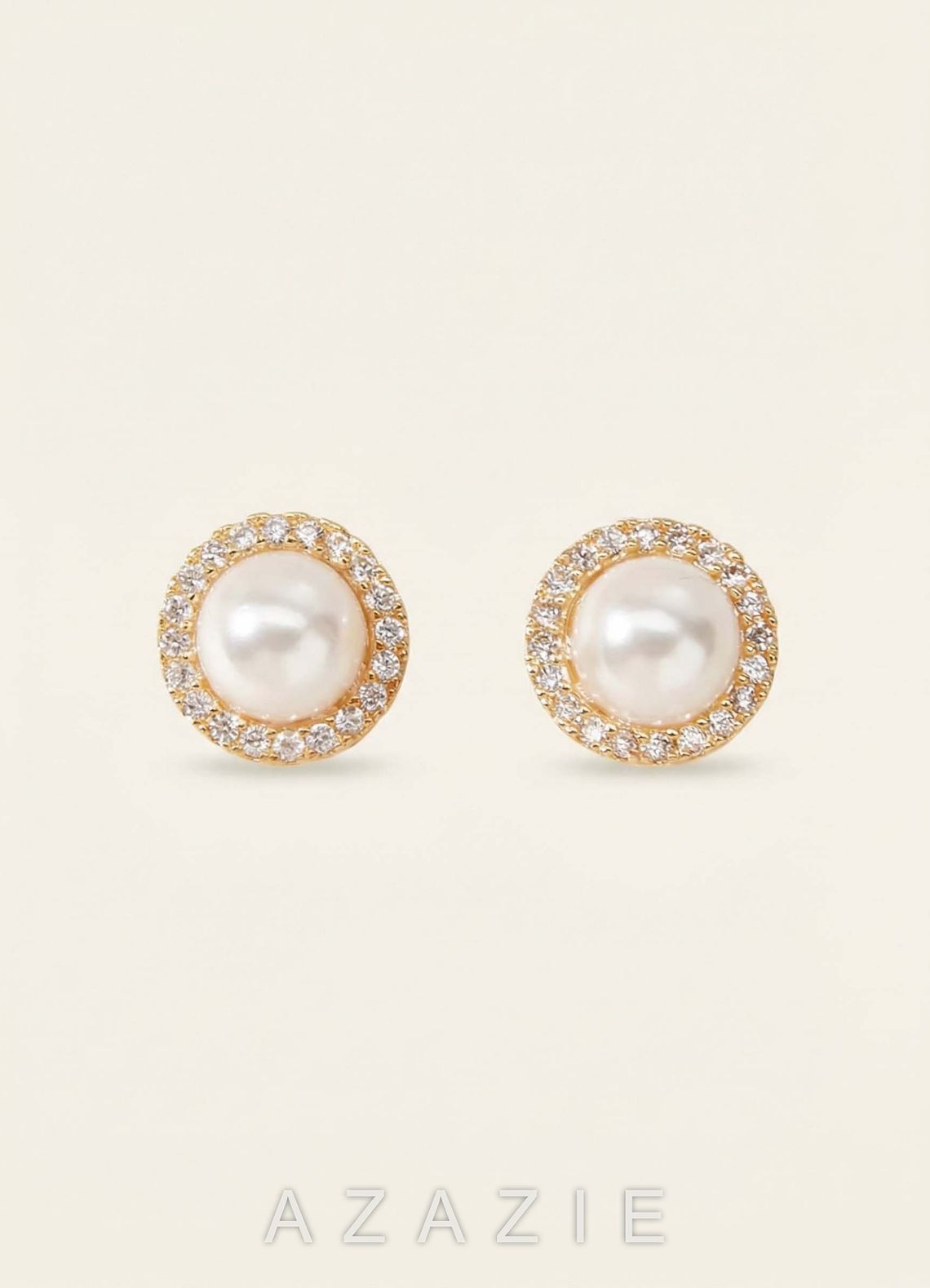 Pearl Halo Stud Earrings  gold