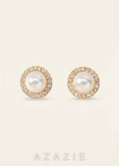 Pearl Halo Stud Earrings  gold