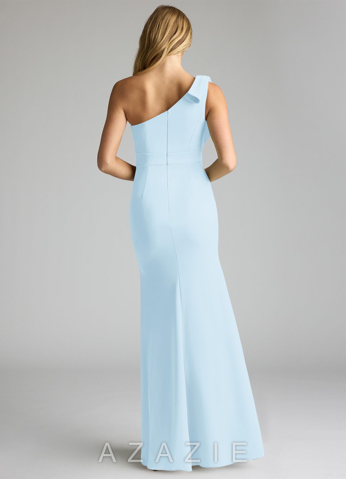 Azazie Rinna Sky Blue Mermaid One Shoulder Stretch Crepe Dress sky_blue