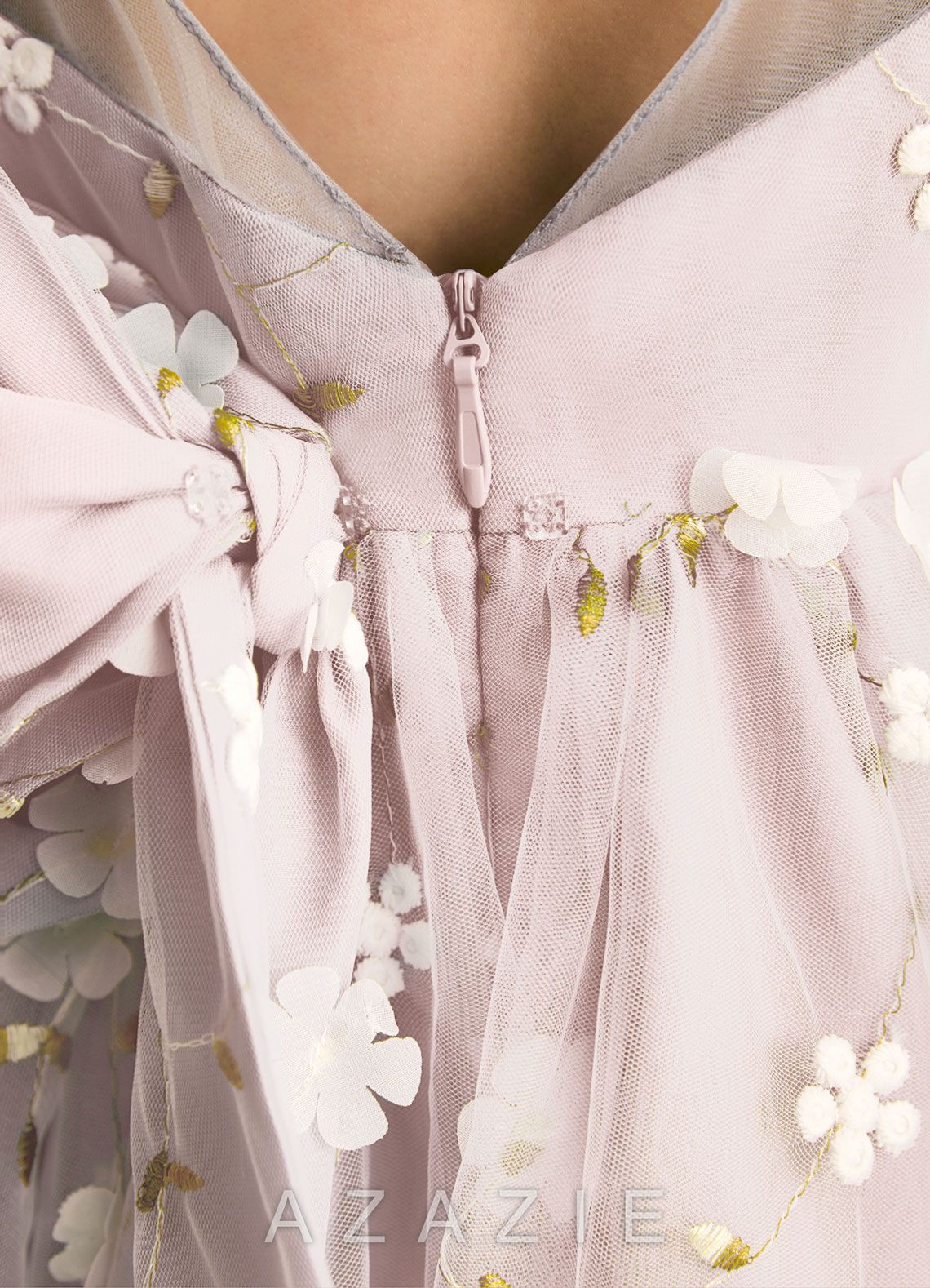 Azazie Elowen Blushing Pink A-Line Sweetheart Neckline Lace Dress blushing_pink