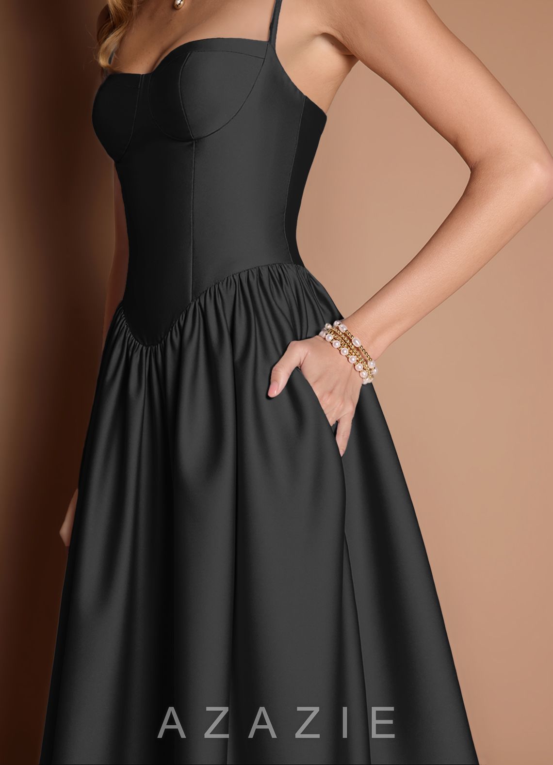 Ottilie {color} Pleated Midi Dress  black