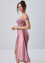 Oralien Dusty Pink Beading Sequin Embroidery Stretch Satin Ruffles Corset Lace-U
