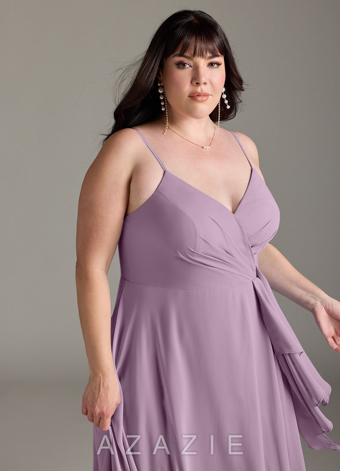 Azazie Akita Wisteria A-Line Chiffon Dress wisteria