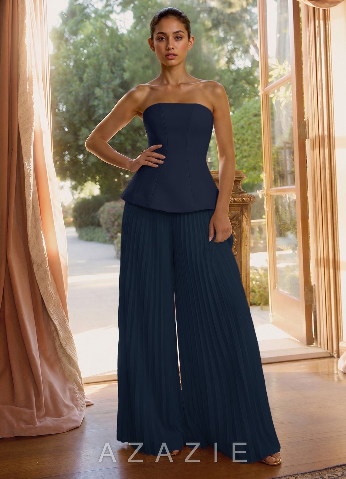 Coraline {color} Bandeau Jumpsuit  navy_#ny134188