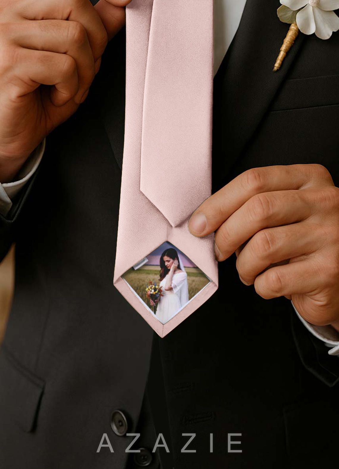 Matte Satin Custom Photo Tie – Personalized Necktie  blushing_pink