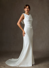 Azazie Kieryn Diamond White Fit and Flare Stretch Satin Dress