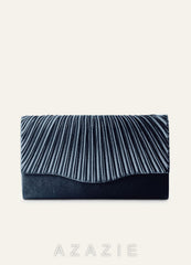 Matching Color Pleated Metallic Satin Envelope Clutch