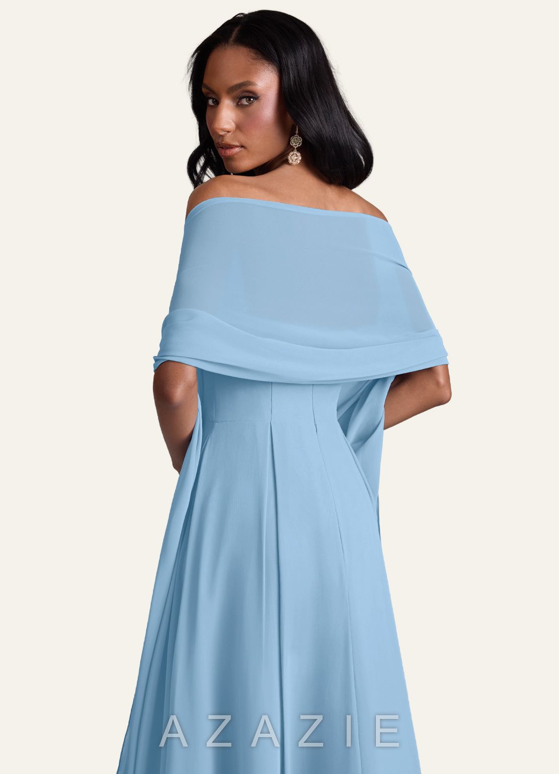 Azazie Matching Color Chiffon Shawl  steel_blue