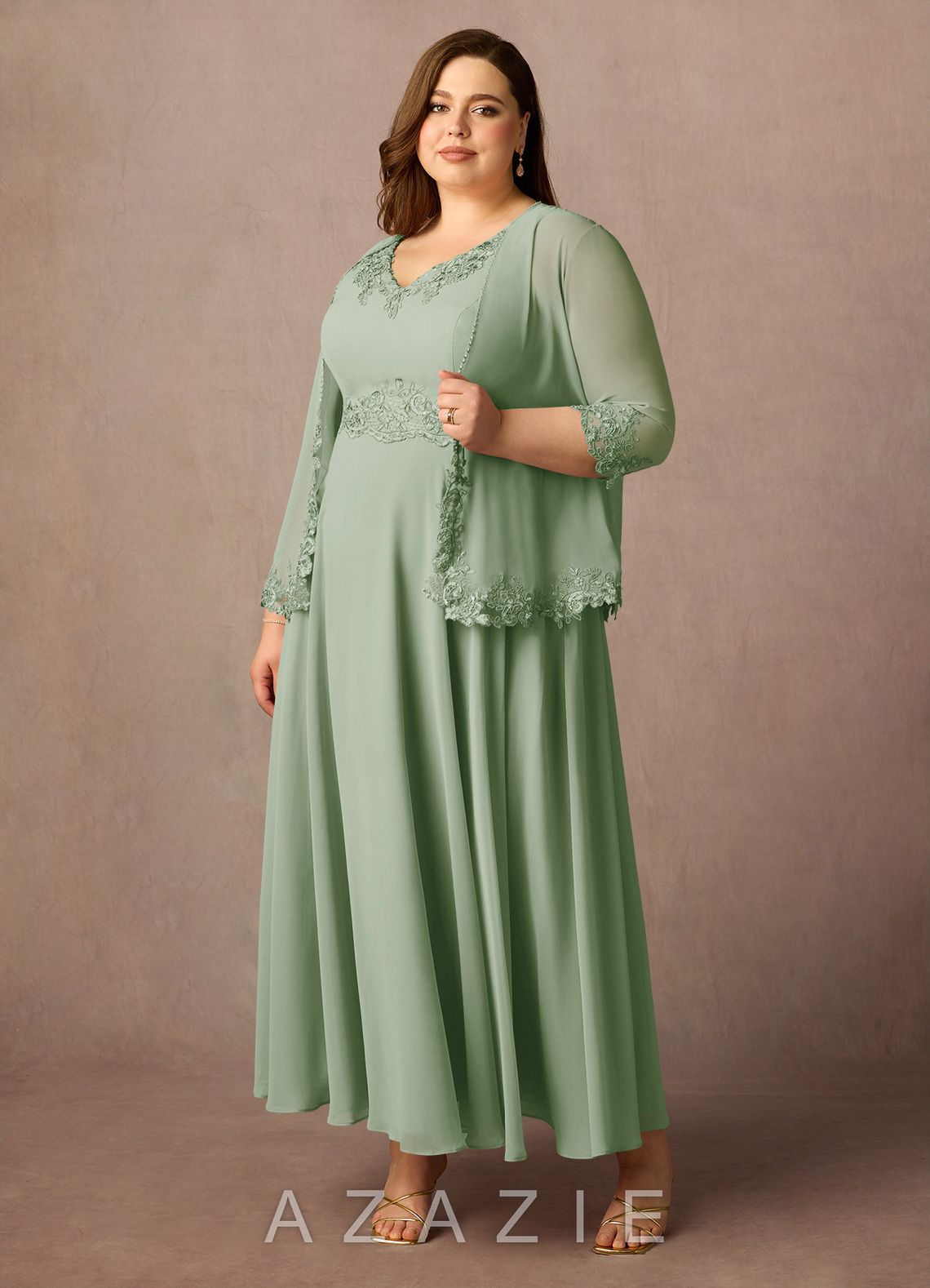 Azazie Devana Dusty Sage A-Line Sequins Chiffon Dress dusty_sage