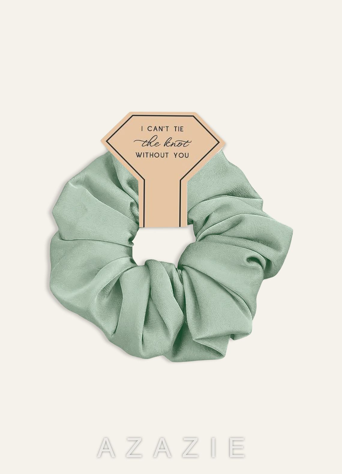 Matching Color Mixed Color Bridesmaid Stretch Satin Over Size Scrunchie Set  agave/white_alabaster