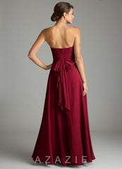 Azazie Tamira Burgundy A-Line Pleated Chiffon Convertible Dress burgundy