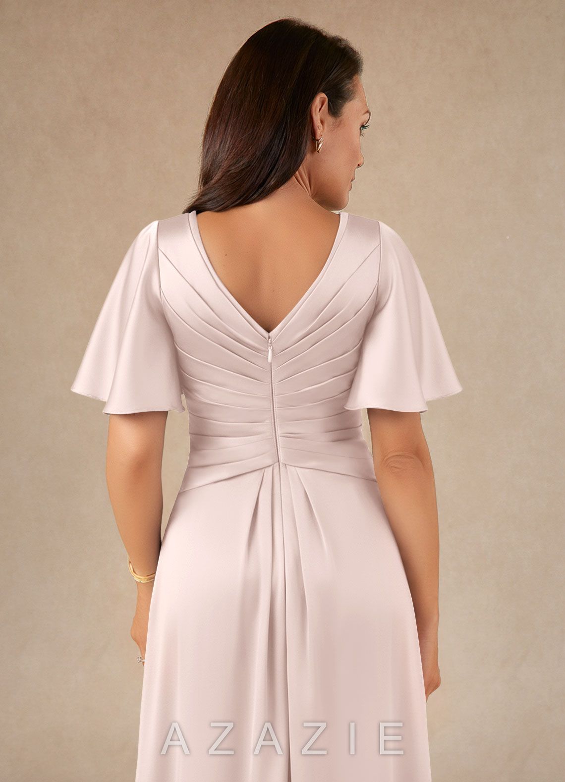 Azazie Emmeline Blushing Pink A-Line Pleated Stretch Satin Dress blushing_pink