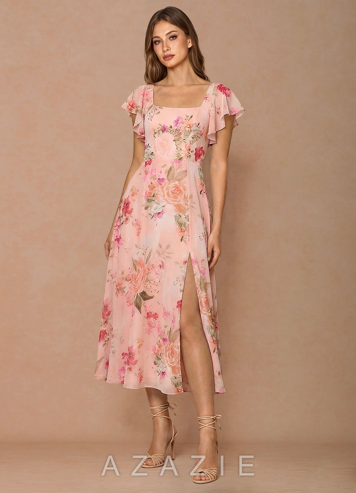 Talia {color} Midi Dress  sp_abstract_bouquet_floral_#111401