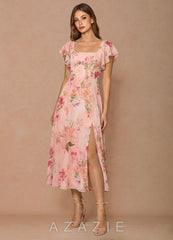 Talia {color} Midi Dress  sp_abstract_bouquet_floral_#111401