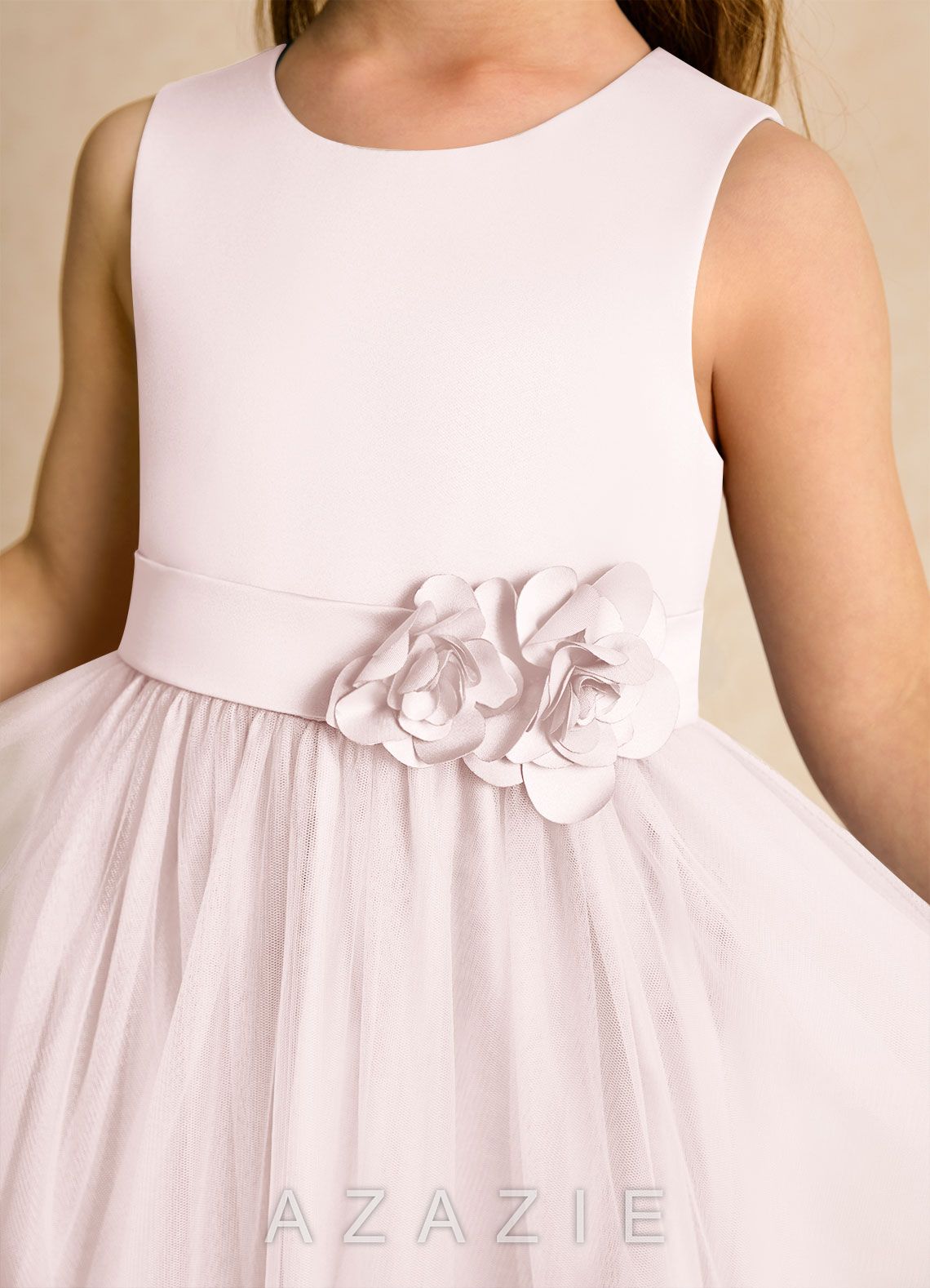 Azazie Miracle Blushing Pink A-Line Bow Matte Satin Dress blushing_pink