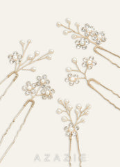 Rhinestone Floral Cluster Hairpin Set