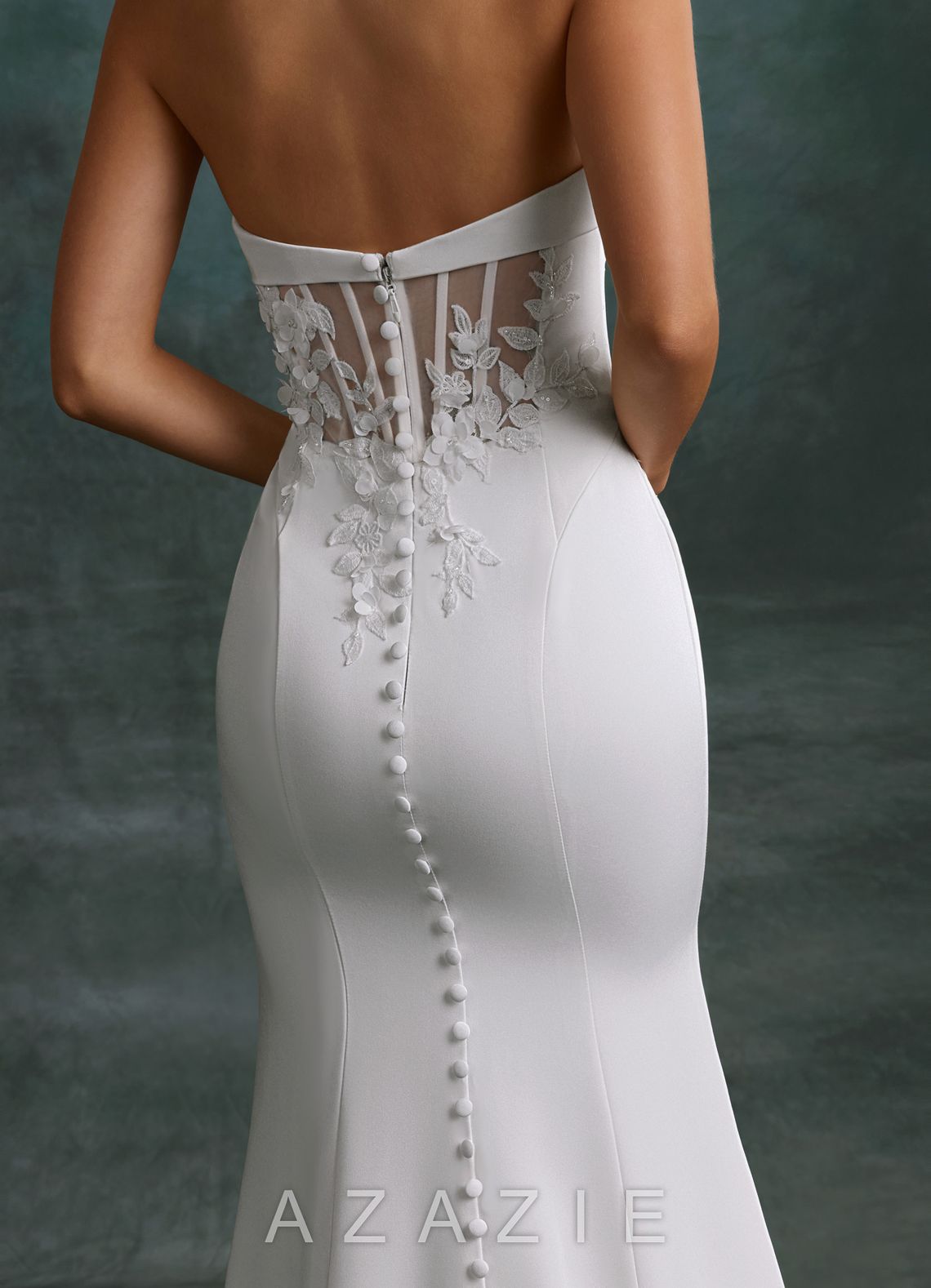 Azazie Katniss Diamond White Mermaid Strapless Crepe Back Satin Dress diamond_white