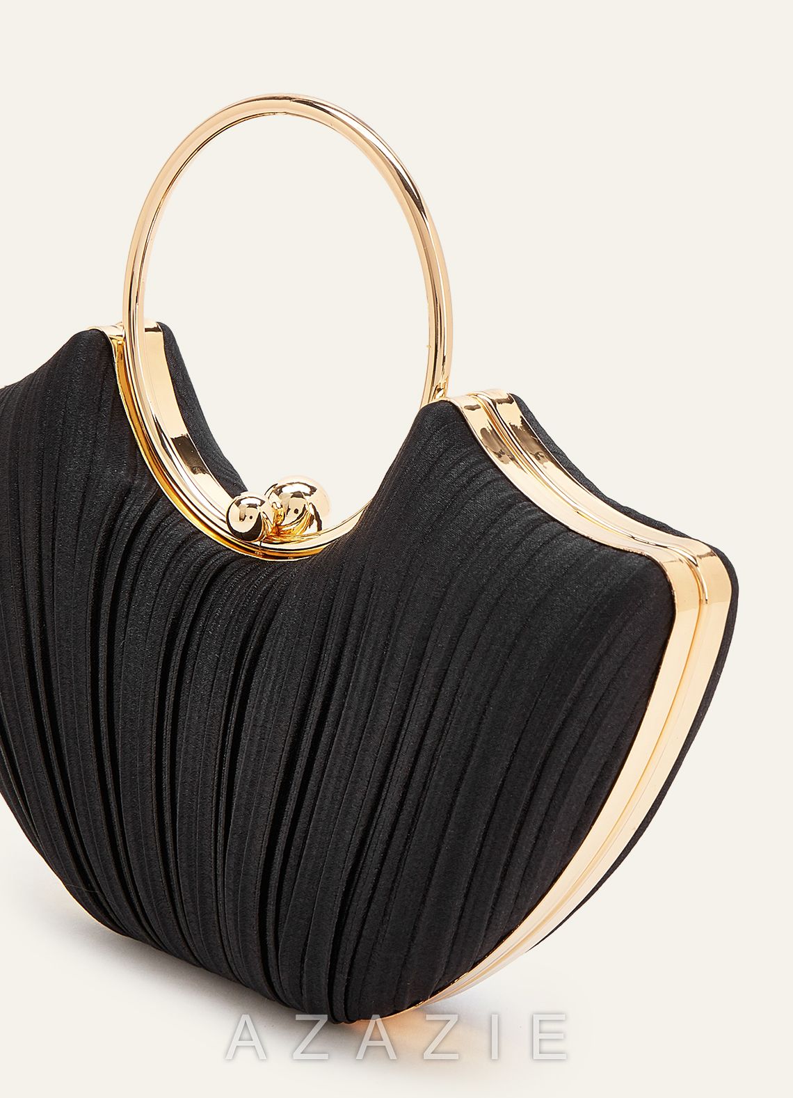 Satin Pleated Fan-Shaped Handbag
