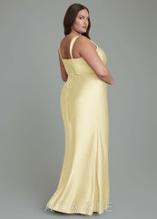 Azazie Agustina Lemon Sorbet Mermaid Corset Stretch Satin Dress