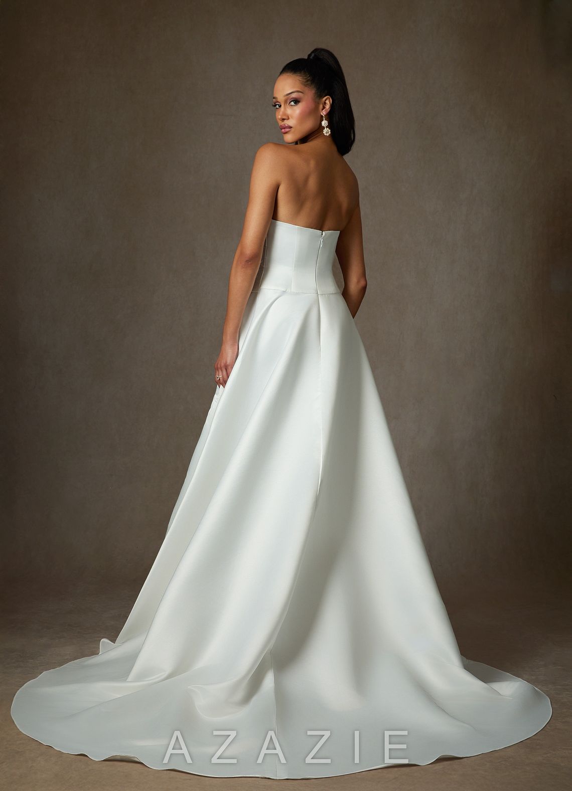 Azazie Adimaris Diamond White A-Line Satin Dress diamond_white