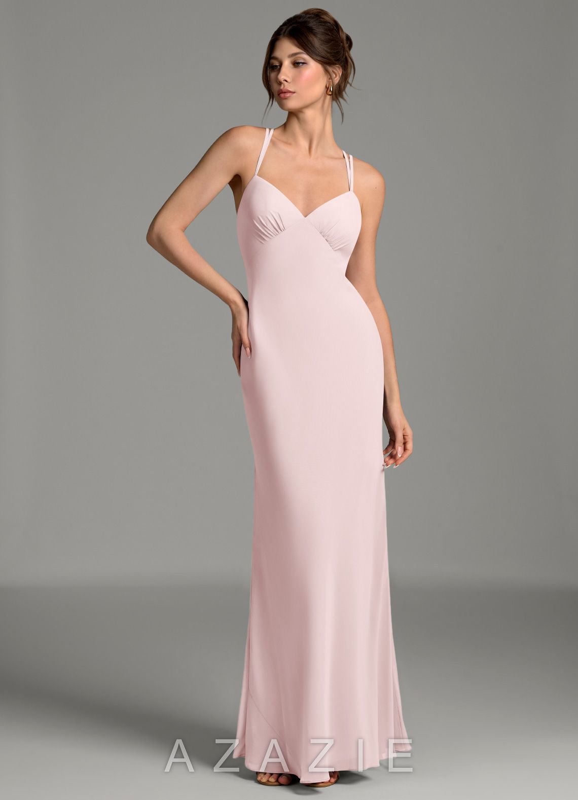 Azazie Suttona Blushing Pink Mermaid Chiffon Dress
