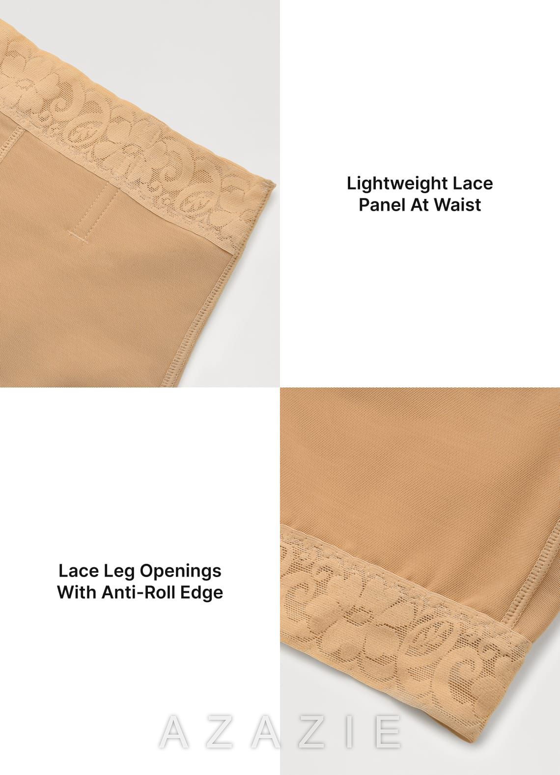 Lace High Waist Tummy Control Butt Lifting Shapewear Shorts  nude