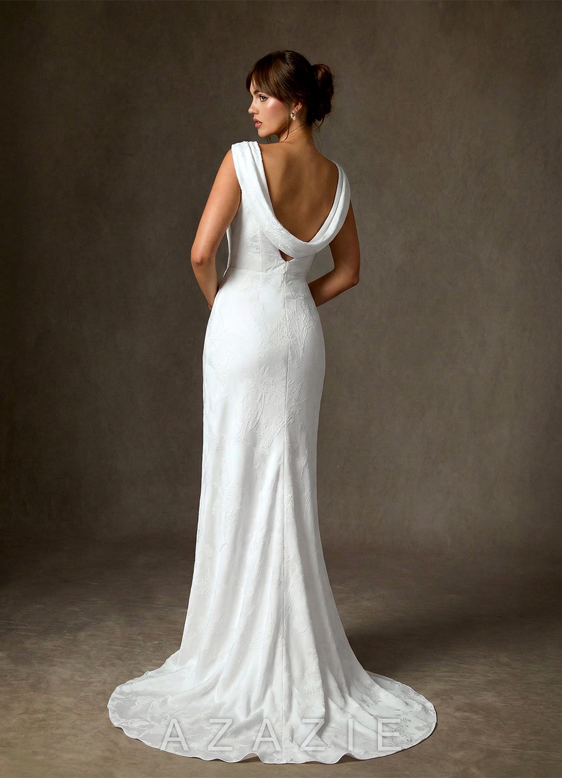 Azazie Kieryn Diamond White Sheath Floral Jacquard Dress diamond_white