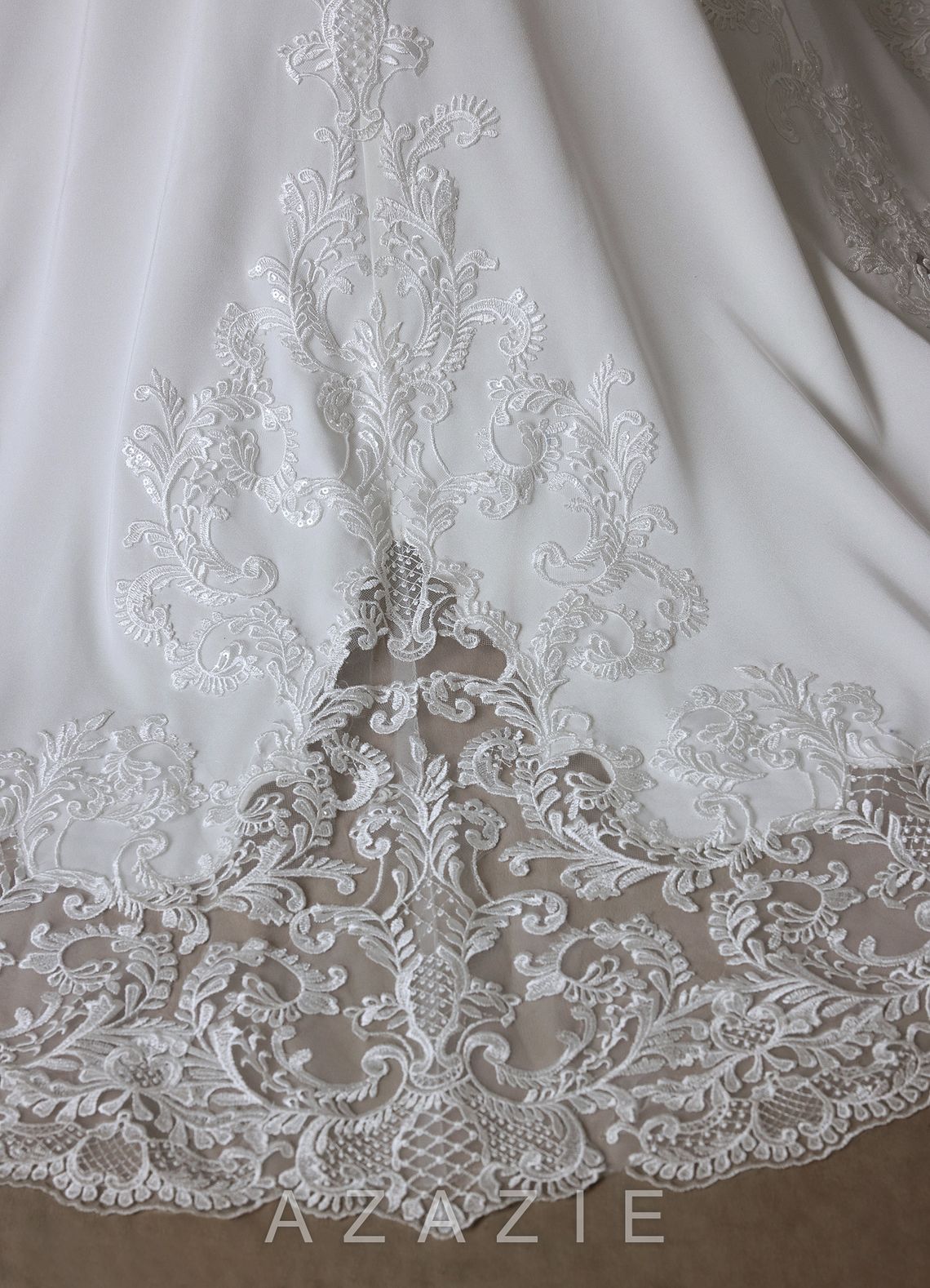 Azazie Isadora Diamond White Mermaid Lace Dress
