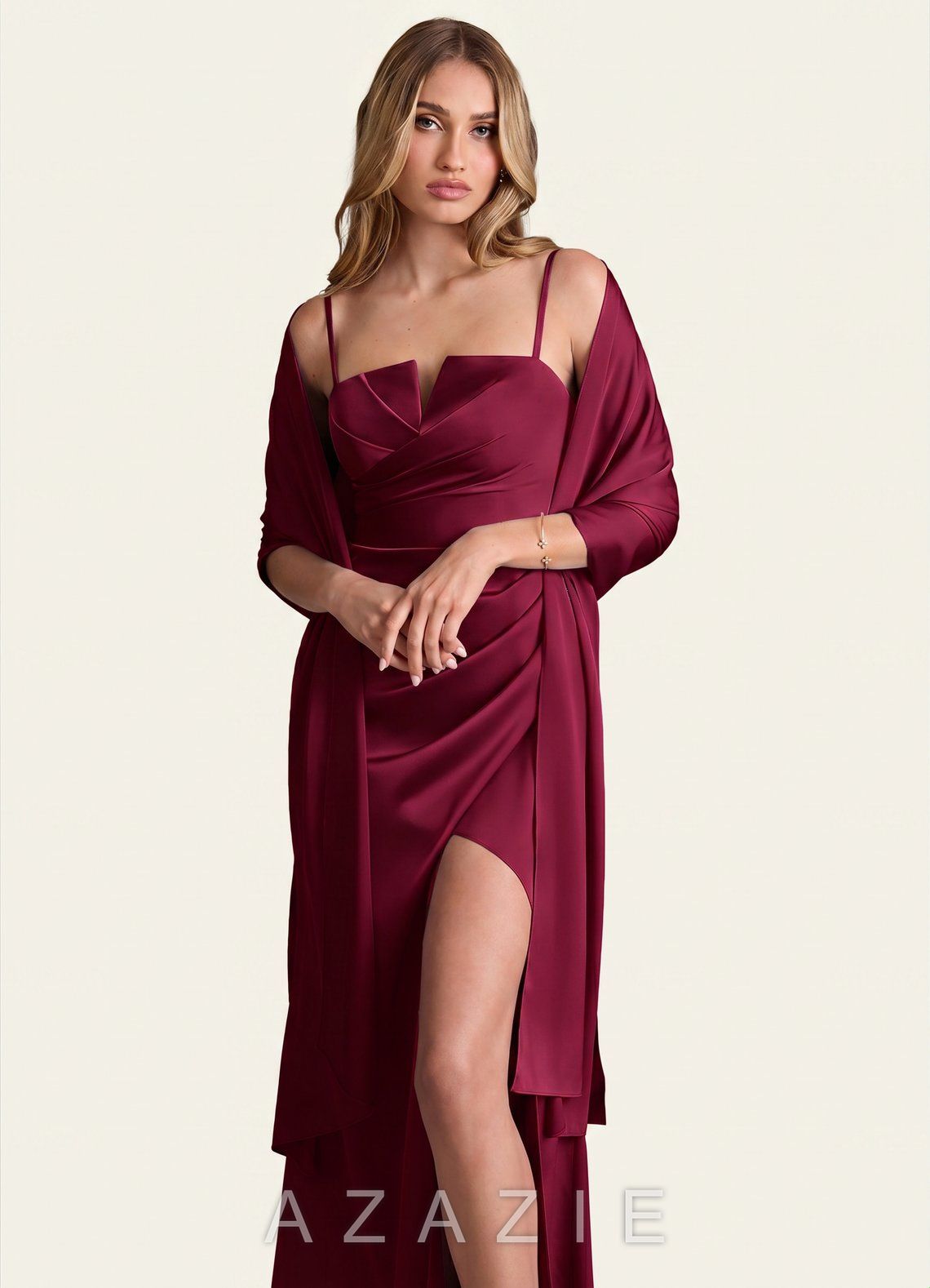 Azazie Matching Color Stretch Satin Shawl