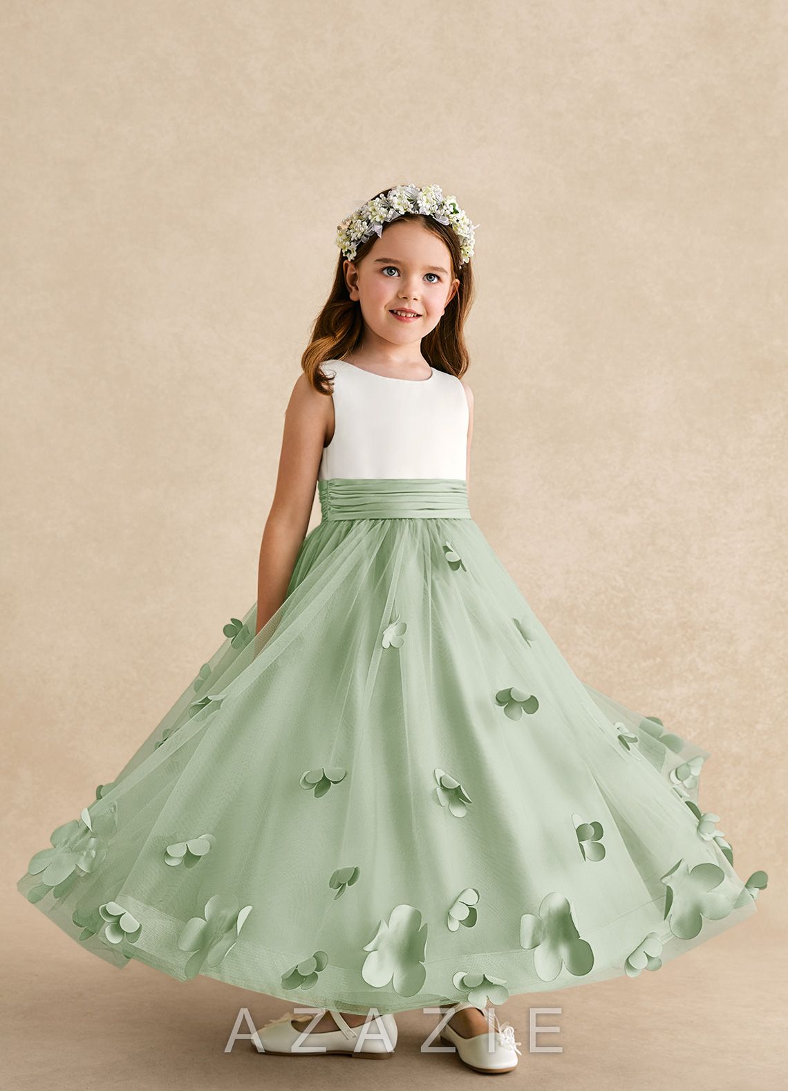 Azazie Vi Dusty Sage A-Line Sleeveless Tulle Dress dusty_sage