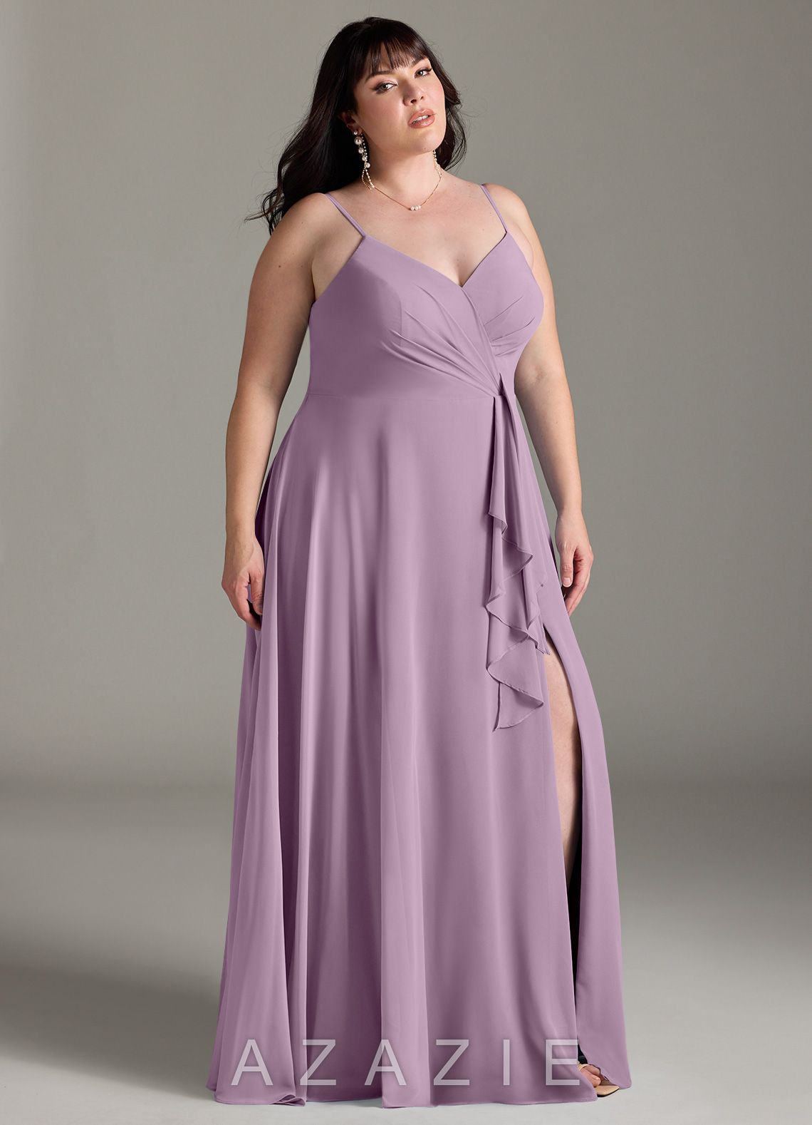 Azazie Akita Wisteria A-Line Chiffon Dress wisteria