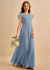 Azazie Kittie Girls Formal Dusty Blue A-Line Chiffon Dress dusty_blue