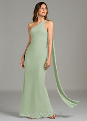 Azazie Juniper Dusty Sage Mermaid One Shoulder Chiffon Dress dusty_sage