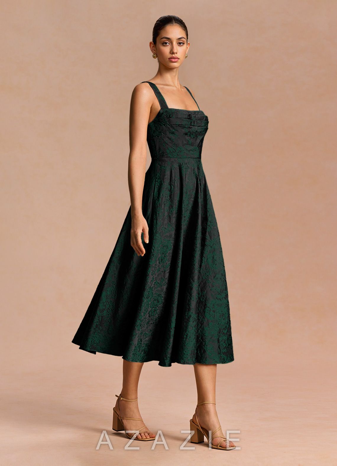 Azara {color} Midi Dress  sp_emerald_black_#eb134985