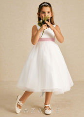 Azazie Kavi Ivory Dusty Rose A-Line Bow Matte Satin Dress ivory/dusty_rose