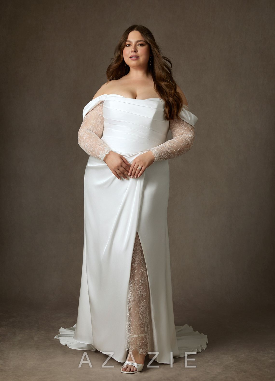 Azazie Alexa Diamond White A-Line Sweetheart Neckline Lace Dress