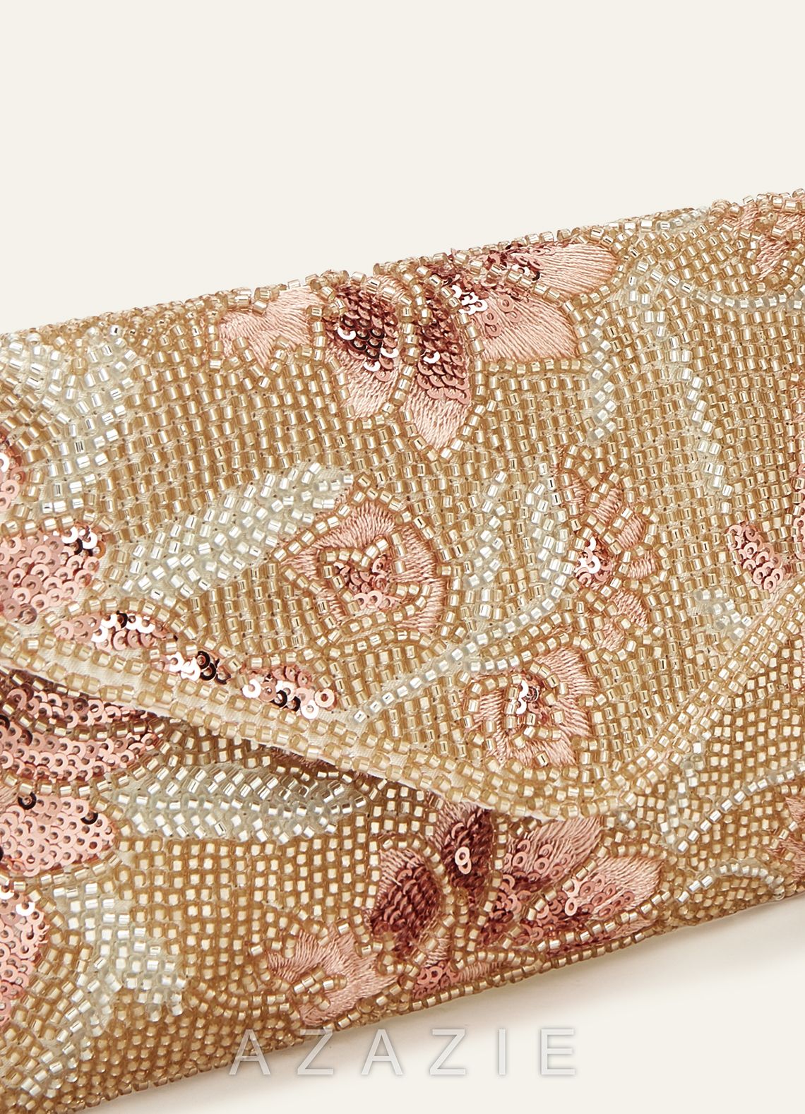 Beaded Sequin Floral Envelope Clutch