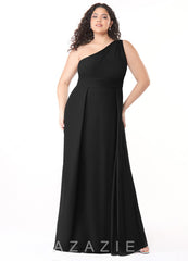 Azazie Dallas Black A-Line One Shoulder Chiffon Dress black
