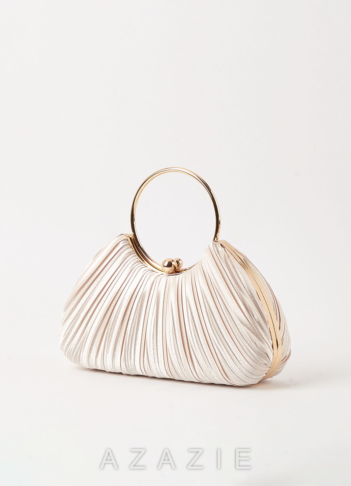 Satin Pleated Handbag  gold