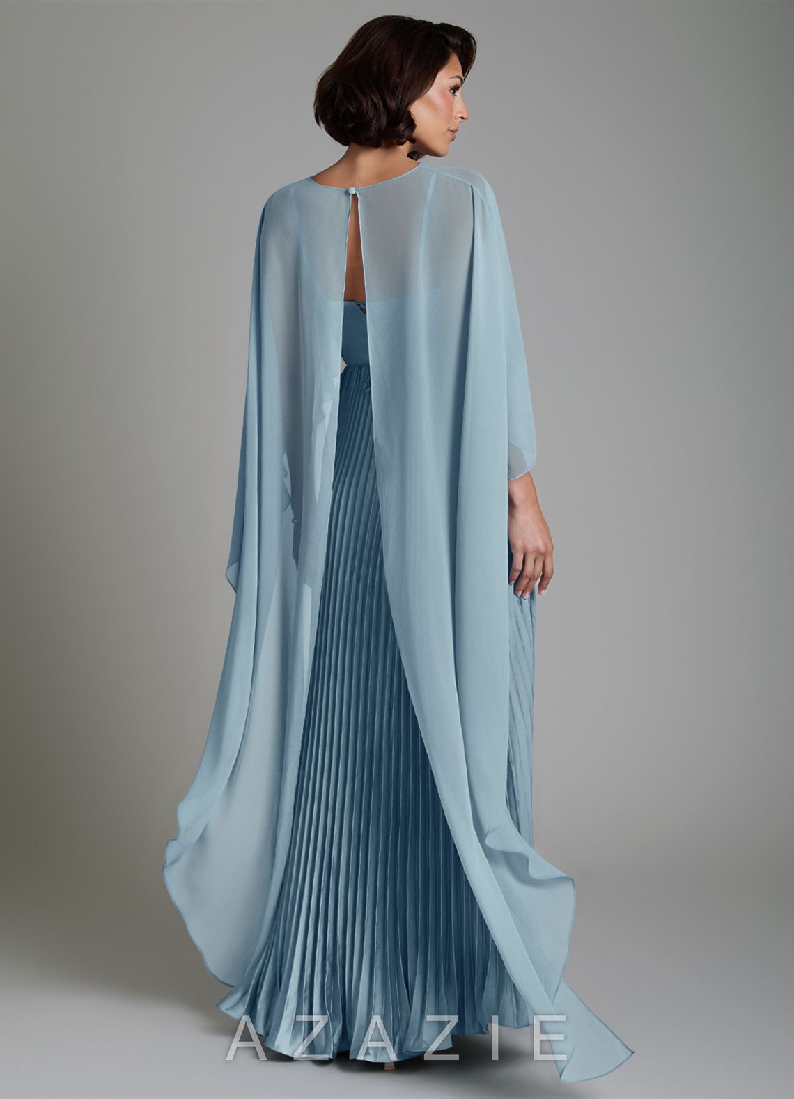 Azazie Micah Dusty Blue A-Line Corset Stretch Satin Convertible Dress dusty_blue