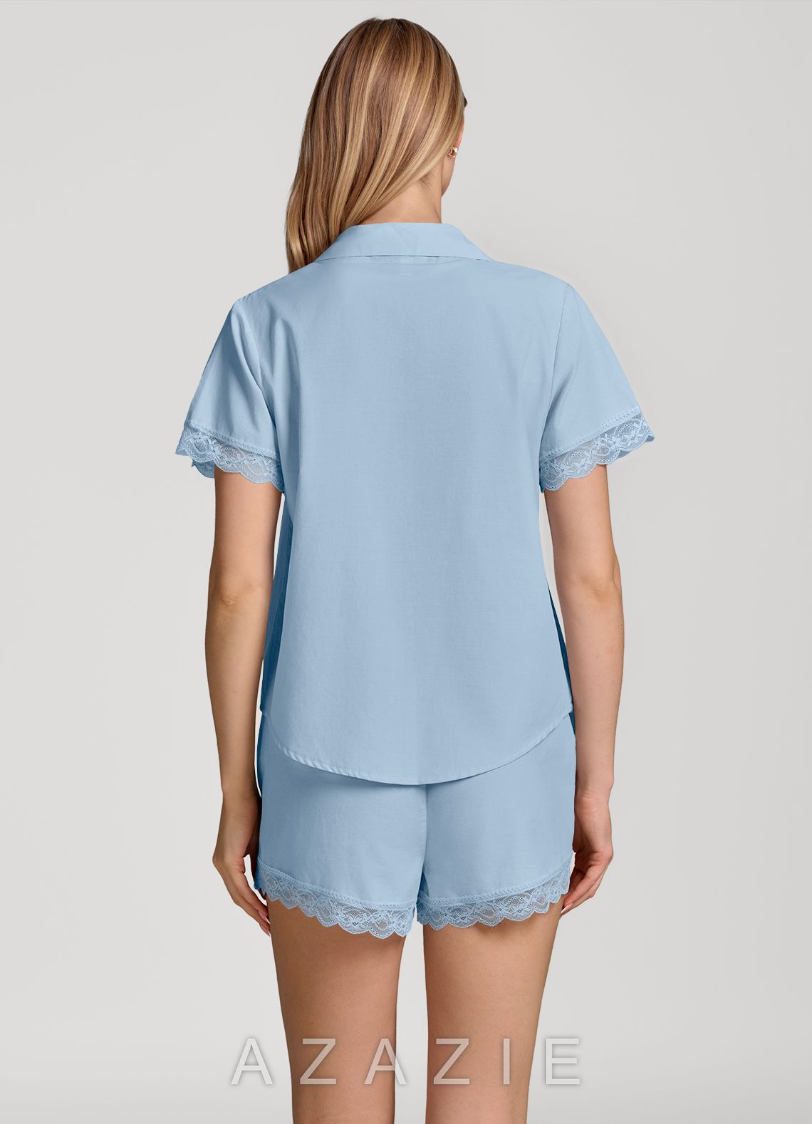 Lace Short Sleeve Cotton Pajama Set