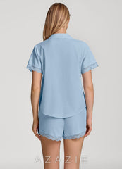 Lace Short Sleeve Cotton Pajama Set