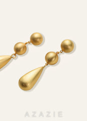 Brushed Metal Water Drop Earrings  gold