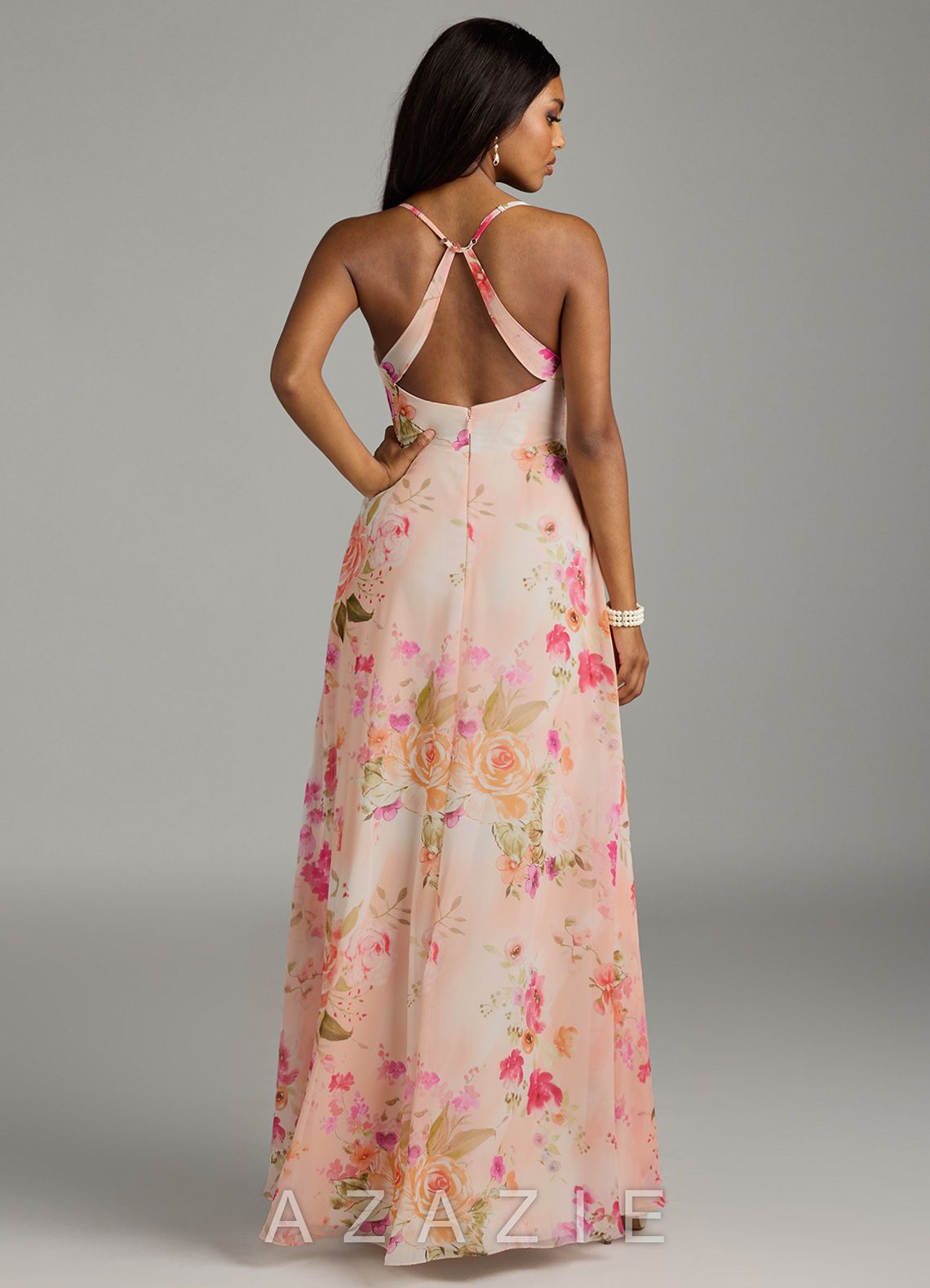 Azazie Davis Abstract Bouquet Floral A-Line V-Neck Chiffon Dress abstract_bouquet_floral