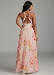 Azazie Davis Abstract Bouquet Floral A-Line V-Neck Chiffon Dress abstract_bouquet_floral