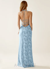 Angena Powder Blue Jacquard Open Back Summer Dress