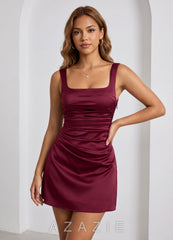 Isabeau Burgundy Satin Ruched Lace-Up Mini Dress