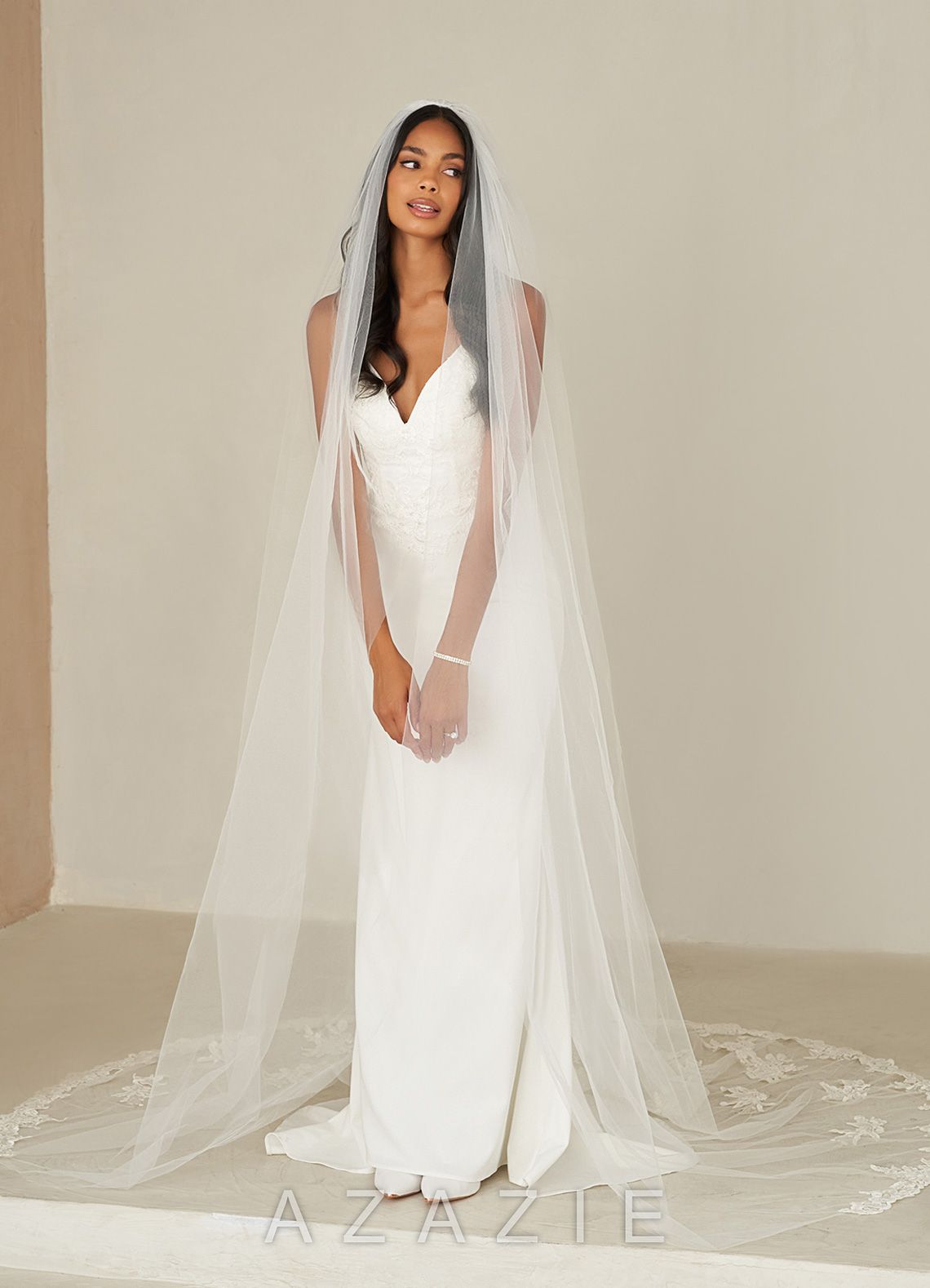 The Charity Cathedral Veil with Glimmering Lace  ivory